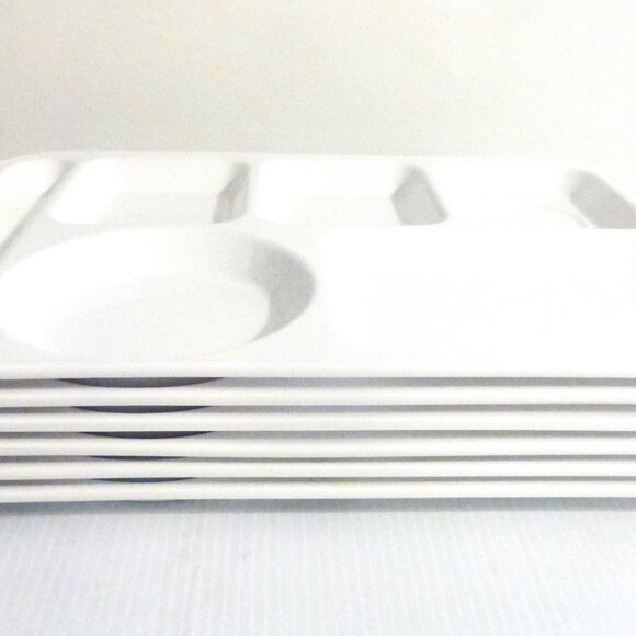 8x WHITE Texas Ware Melamine Ware DINNER TRAYS Vintage Serving Tray TV DINNER - Picture 8 of 9